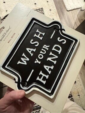 Hearth & Hand Black and White 'Wash Your Hands' Farmhouse Wall Sign